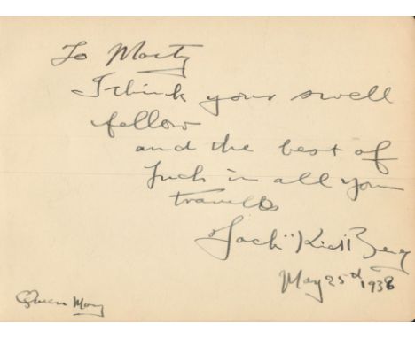 Jack Kid Berg signed 6x5 inch album page signed on the Queen Mary date May 25th, 1938. Bergman, known as Jack Kid Berg or Jac