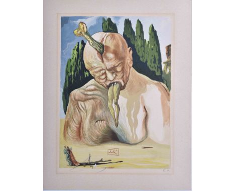 Salvador DALI (1904-1989)"zu Dantes Göttlicher Kommödie"Grafik - Xylografie, Blattgröße 31 cm x 24,5 cm,links unten handsigni