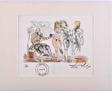 Salvador DALI (1904-1989)"Das Urteil des Paris"Grafik - Farblithografie, 17,5 cm x 28 cm,rechts unten signiert, links unten n