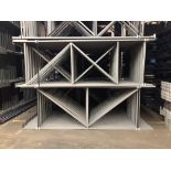 (15X) USED STRUCTURAL UPRIGHT. SIZE 126"H X 42"D, C3 POST GREY