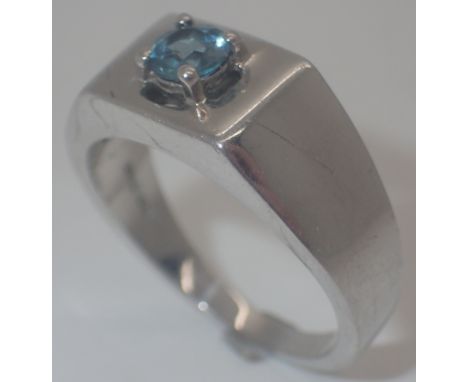 925 silver blue stone signet ring, size U