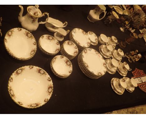 Large quantity of Royal Albert celebration pattern dinner and teaware, first and second quality