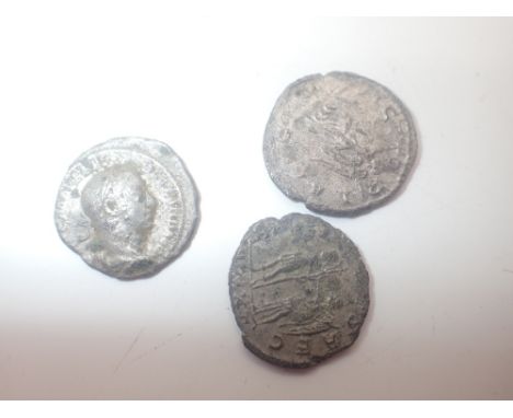 Three silver Roman coins 