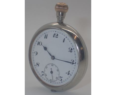 Open face crown wind military pocket watch movement marked NIDOR, crows foot to screw back CONDITION REPORT: This item is wor
