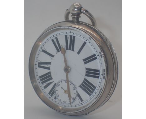Hallmarked silver key wind, open face pocket watch Roman numeral chapter ring, assay Birmingham 1897 CONDITION REPORT: This i