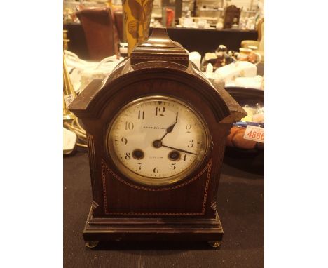Brierley Wood of Glasgow mahogany framed chiming mantel clock