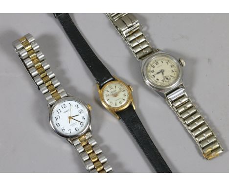 Three ladies wristwatches including a vintage manual stainless steel Garmex with subsidiary seconds, manual Fidelius gold cap