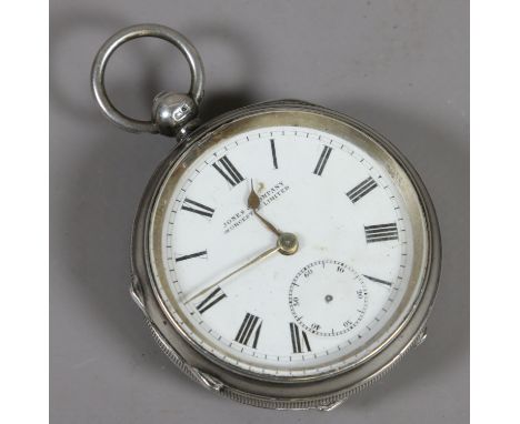 A gents hall marked silver cased pocket watch marked Jones & Company Worcester Limited.