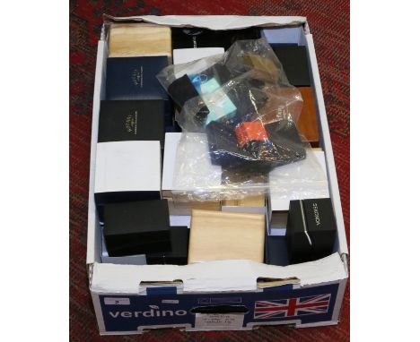 A collection of wristwatch boxes for Avia, Accurist, Rotary and Sekonda, etc., to include wooden examples along with a bag of