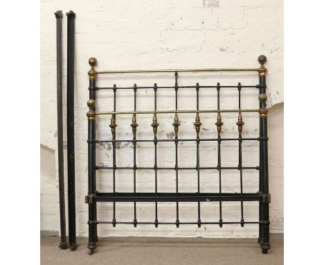A Victorian iron and brass three quarter bed frame. 
