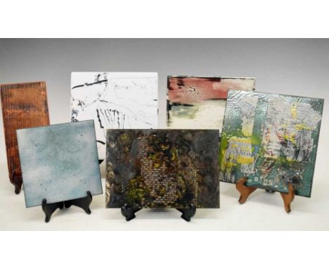 Patricia Schelpher Jones (British, 21st Century), quantity of enamel panels with abstract decoration, 