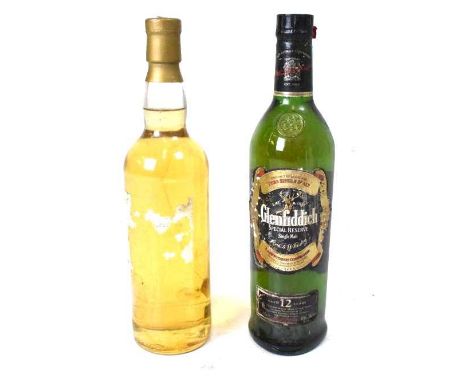 Bottle of Glenfiddich special reserve single malt scotch whisky aged 12 years, together with an unlabeled bottle (2)
