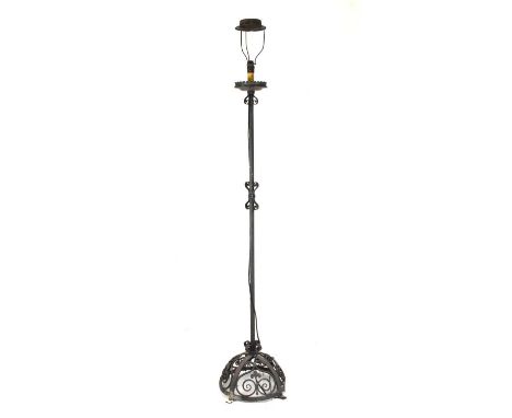 Iron standard lamp with domed base, 146cm high (ex. fitting)