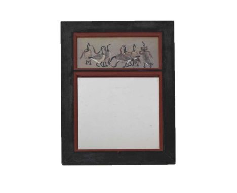 Wall mirror with painted frame and inset panel of Canada Geese by M Coble, 1987 55cm x 40cm