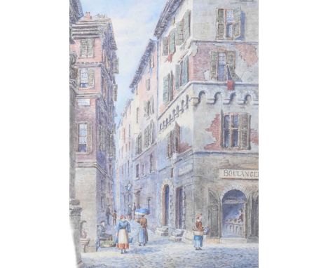 I. M. Burton (Mid 19th Century) - Watercolour - Street scene, Nice, France, 36cm x 25cm