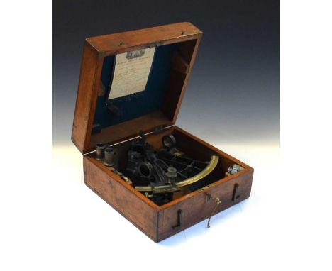 19th Century Henry Hughes &amp; Son, London cased sextant