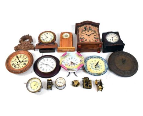 Quantity of clocks and clock parts, to include mantel clocks, wall clocks, movements, etc