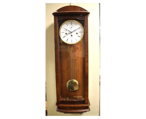 Modern German Vienna style wall clock, having a white circular Roman dial with subsidiary seconds dial at 'XII', signed Kieni