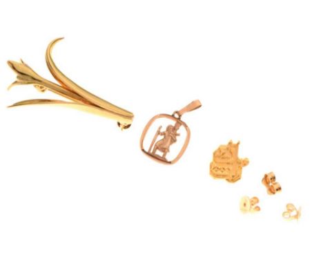 9ct Yellow Gold Hollow Polished Teddy Bear Charm Pendant 0.7g New 