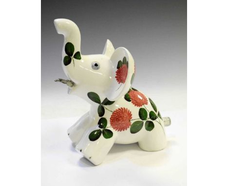 Plichta ceramic elephant with clover decoration, 20cm high 