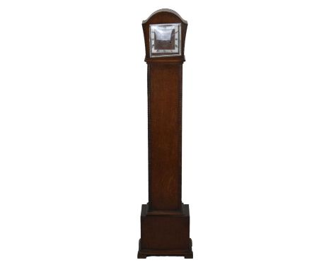 Oak cased 'Enfield' grandmother clock with square silvered Roman dial, 133cm high