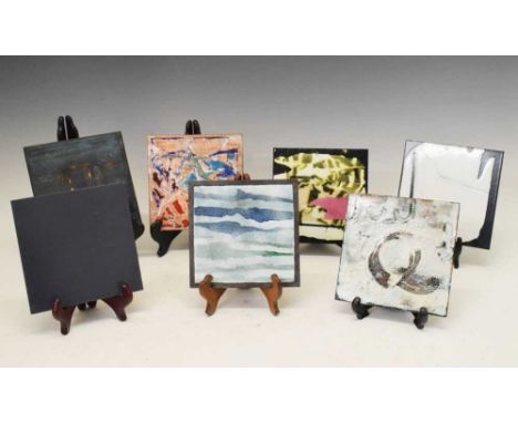 Patricia Schelpher Jones (British, 21st Century) - Quantity of enamel panels with abstract decoration, 16cm x 16cm