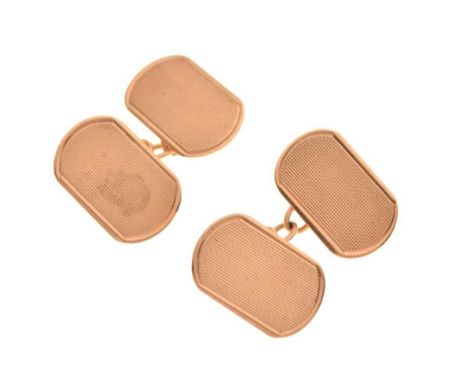 Pair of early 20th Century 9ct gold cufflinks, having engine turned decoration, 4.3g approx