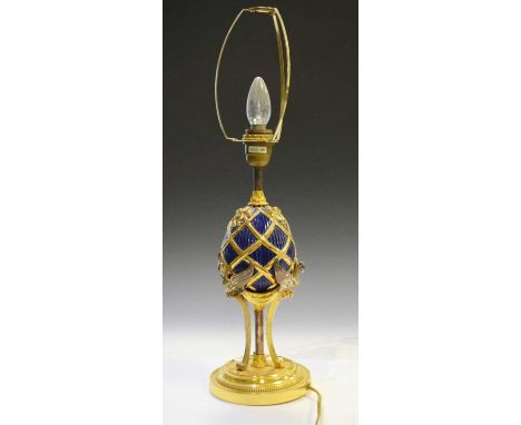 A house of Faberge "The Faberge Imperial Egg Lamp" by Franklin Mint, 37 high (without shade)