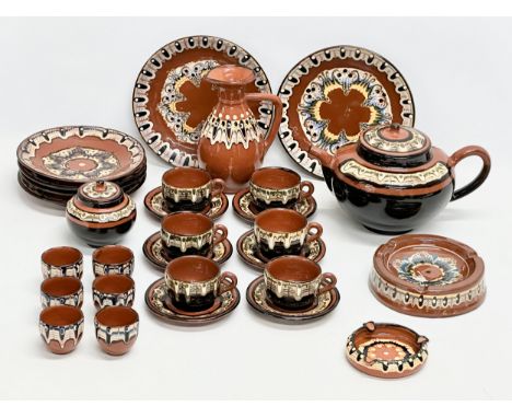 A Mid 20th Century Bulgarian pottery glazed clay “Troyan” tea service. 29 piece.