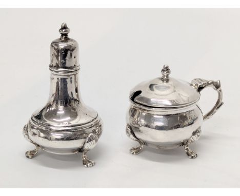 Two Early 20th Century silver condiments by T. H. Hazlewood &amp; Co. Birmingham, 1918. 84g no liner.