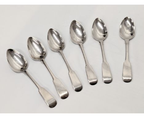 A set of 6 Early 19th Century, George IV, silver spoons by T. K. Glasgow, 1828. 99g. 13.5cm