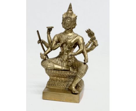 A vintage brass Brahma Hindu statue. 21cm