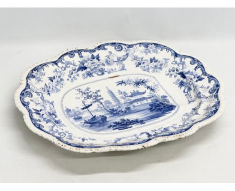 Elkin Knight &amp; Co. A large Early 19th Century William IV “Canton Views” turkey platter. 54x47cm