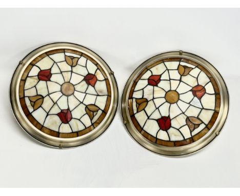 A pair of Tiffany style light shades. 35cm