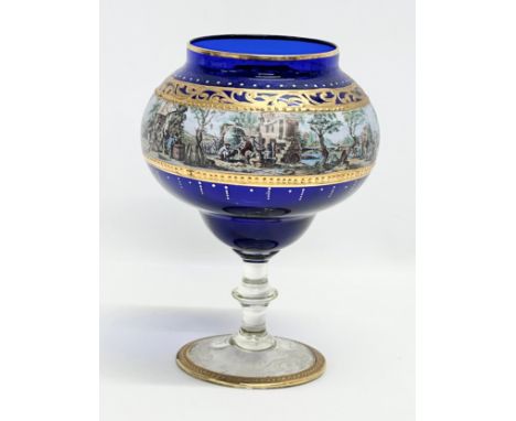 A Mid 20th Century Venetian Murano gilt and cobalt blue jar. 16x23cm