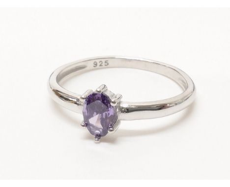 Silver amethyst CZ ring, size Q
