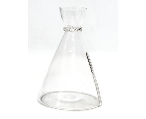 James Powell &amp; Sons. A Late 19th Century Whitefriars Leather Bottles glass carafe. Circa 1880. 21cm.