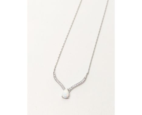 Silver &amp; white opal necklace