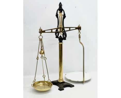 R &amp; W Simpson, Belfast. A Late 19th Century Victorian beam scales. 66x84cm