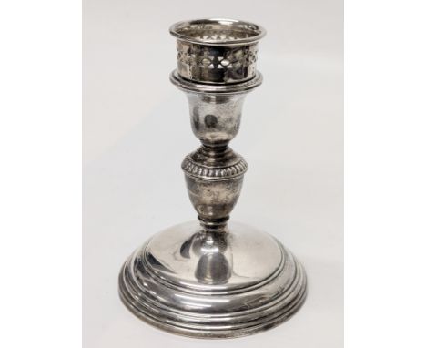 A Birks silver candlestick. Filled. 17cm