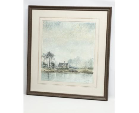 Tom Kerr. A large watercolour drawing. Gate Lodge at Murlough, County Down. 52x59cm. Frame 81x88cm