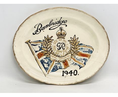 A WWII commemorative Royal Engineers platter. Banbridge. 31x25cm