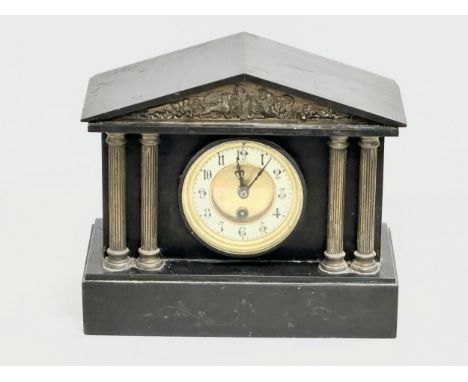 A Late 19th Century Victorian slate mantle clock.