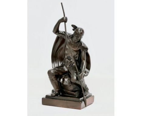 Jennings Brothers. An Early 20th Century bronze Native with Spear statue. 24cm