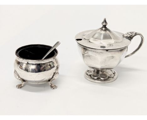 A silver mustard pot by Viner's Ltd (Emile Viner). Sheffield, 1963. With a silver salts. 105g