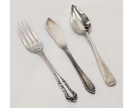 A quantity of silver cutlery including a George V silver spoon. Total weight 69.5g