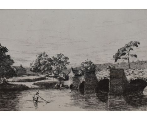 *Local Interest - Roy Woodhouse (1897-1987, British), etching, Two local landscapes - 'Old Lancaster' and 'Newby Bridge, Wind