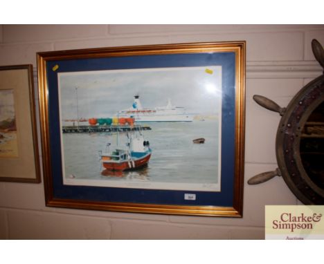 A limited edition pencil signed print M.S.Prince of Scandinavia Leaving Harwich