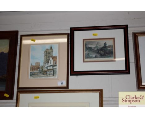 A pencil signed print "Clock Tower at St Albans" and one other depicting "St Alban's Abbey"