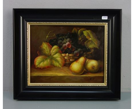 MONOGRAMMIST DES 20./21. JH. (R. T.), Gemälde: "Stillleben mit Früchten", 2. Hälfte 20. Jh., Öl auf Holz / oil on wood, u. r.